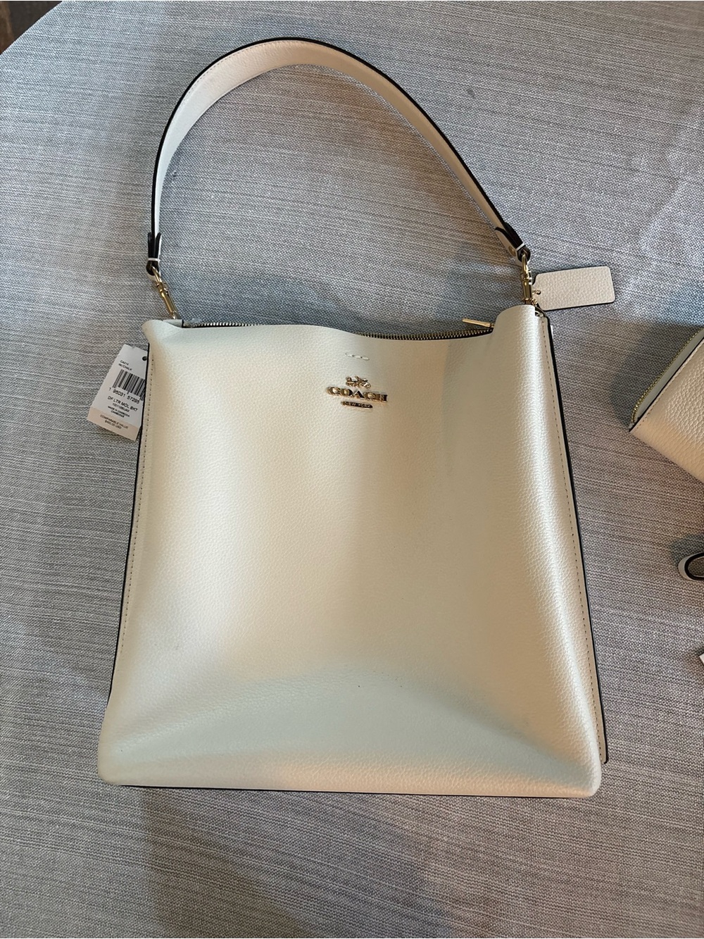 Coach Cream Pebbled Leather Shoulder Hobo with Gold Hardware